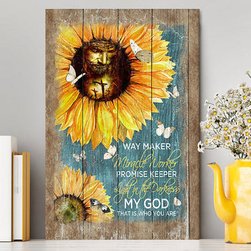Way Maker Promise Keeper My Savior Sunflower Butterfly Canvas Print - Inspirational Canvas Art - Christian Wall Art Home Decor