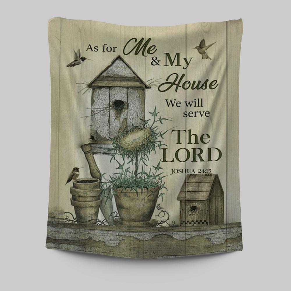 We Will Serve The Lord Tapestry Prints - Christian Wall Decor - Bible Verse Tapestry Art