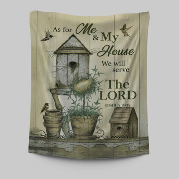 We Will Serve The Lord Tapestry Prints - Christian Wall Decor - Bible Verse Tapestry Art