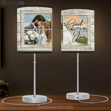 Wedding White Rose God Gave Me You Table Lamp Art - Bible Verse Lamp Gift - Christian Bedroom Decor