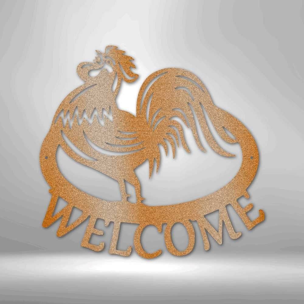 Welcome Rooster Metal Wall Art, Gift Ideas For Farm Woman, Large Metal Outdoor Signs, Outdoor Metal Sign Frames