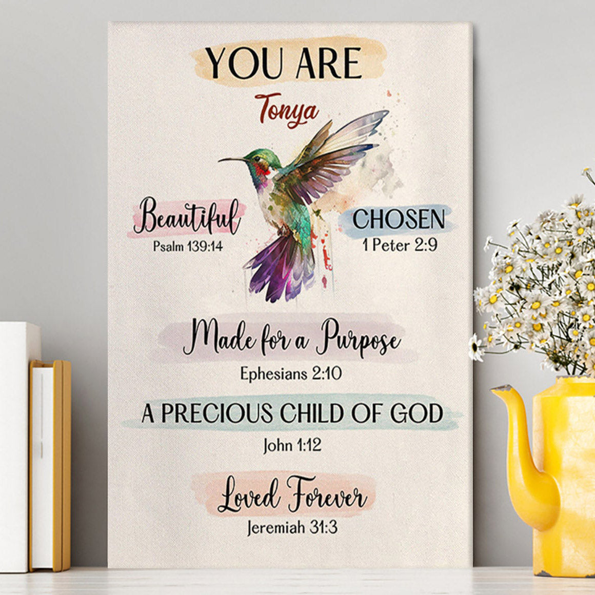 What God Says About You Personalized Canvas Wall Art - Hummingbird Canvas Prints - Bible Verse Gift For Women Of God