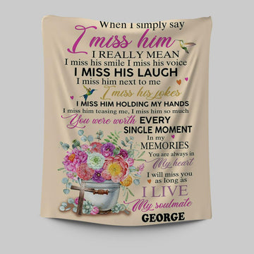 When I Simply Say I Miss Him Custom Name Tapestry Wall Art - Christian Wall Tapestry - Religious Tapestries Wall Hanging Prints