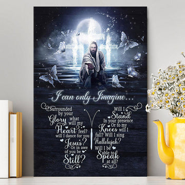 White Butterflies Light Cross- I Can Only Imagine Canvas Art - Christian Art - Bible Verse Wall Art - Religious Home Decor