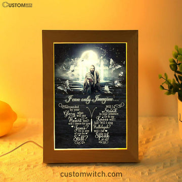 White Butterflies Light Cross- I Can Only Imagine Frame Lamp Art - Christian Art - Bible Verse Art - Religious Home Decor