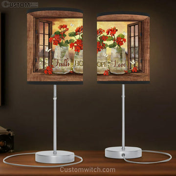 White Butterfly Faith Hope Love Table Lamp Art - Bible Verse Lamp Gift - Christian Bedroom Decor