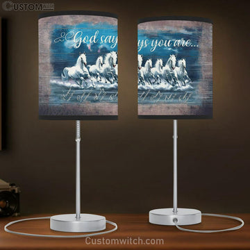 White Horse God Says You Are Table Lamp Art - Bible Verse Lamp Gift - Christian Bedroom Decor
