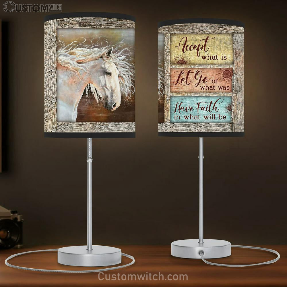 White Horse Have Faith In What Will Be Table Lamp Art - Bible Verse Lamp Gift - Christian Bedroom Decor