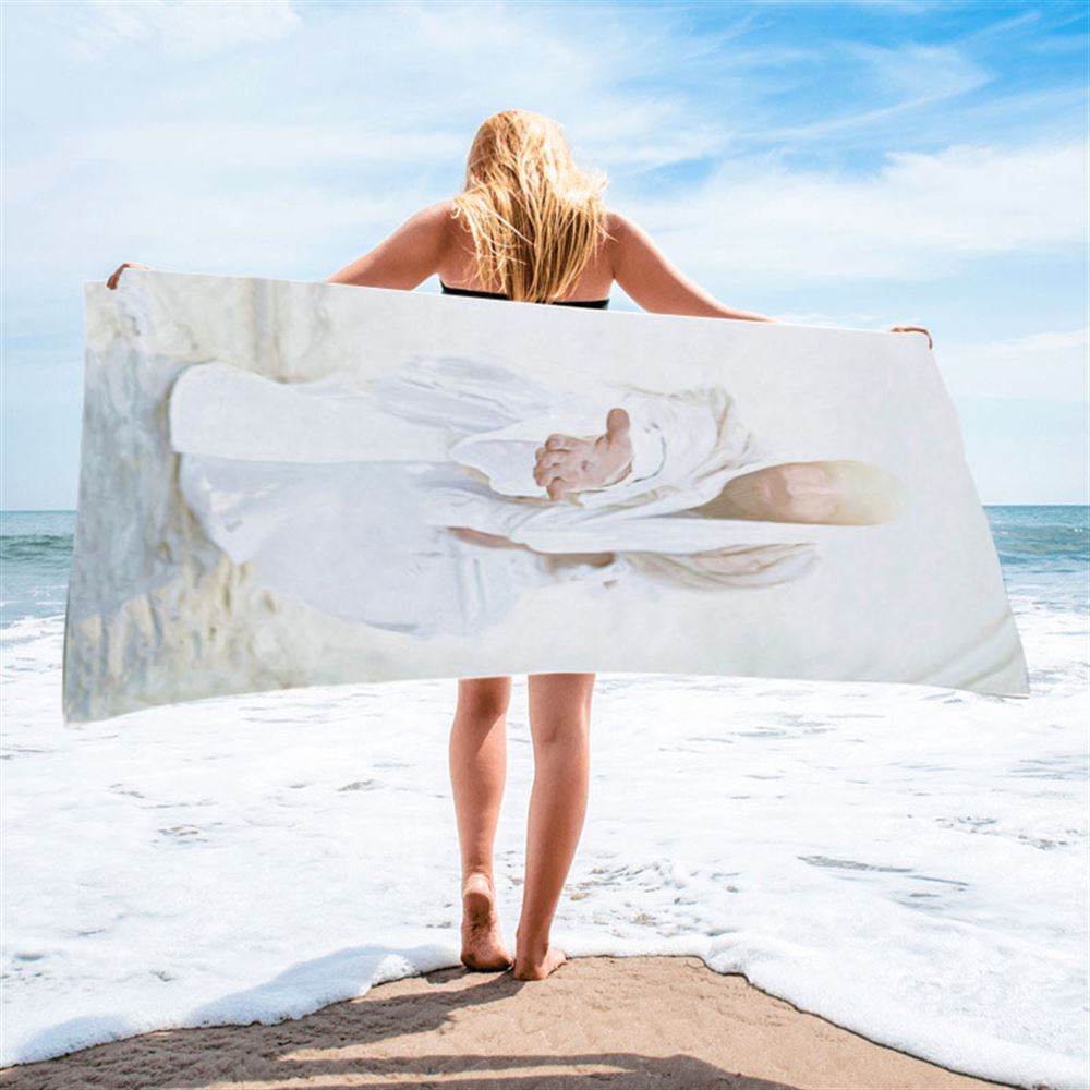 White Jesus Picture - Christian Beach Towel - Jesus Beach Towel