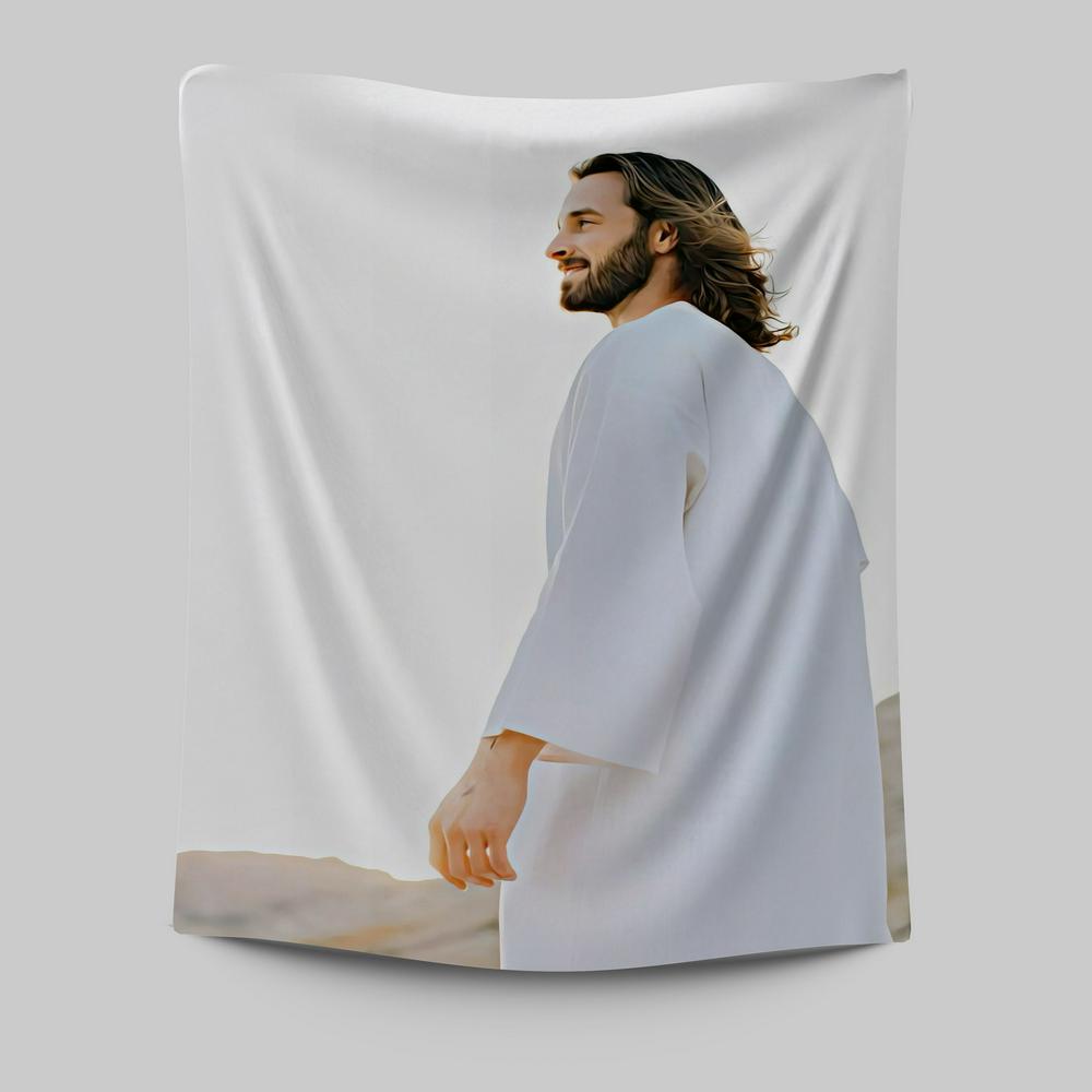 White Jesus Picture - Jesus Tapestry Wall Art 1 - Christian Wall Art - Jesus Wall Decor