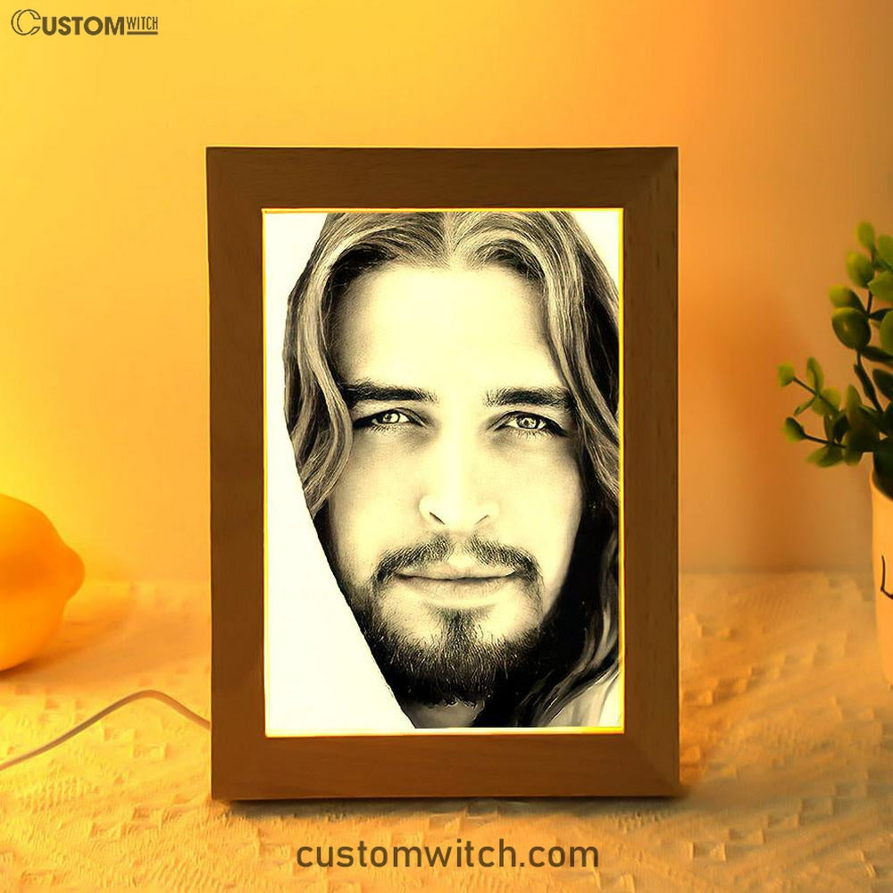 White Jesus Picture 2 - Jesus Frame Lamp Art - Christian Art - Jesus Decor