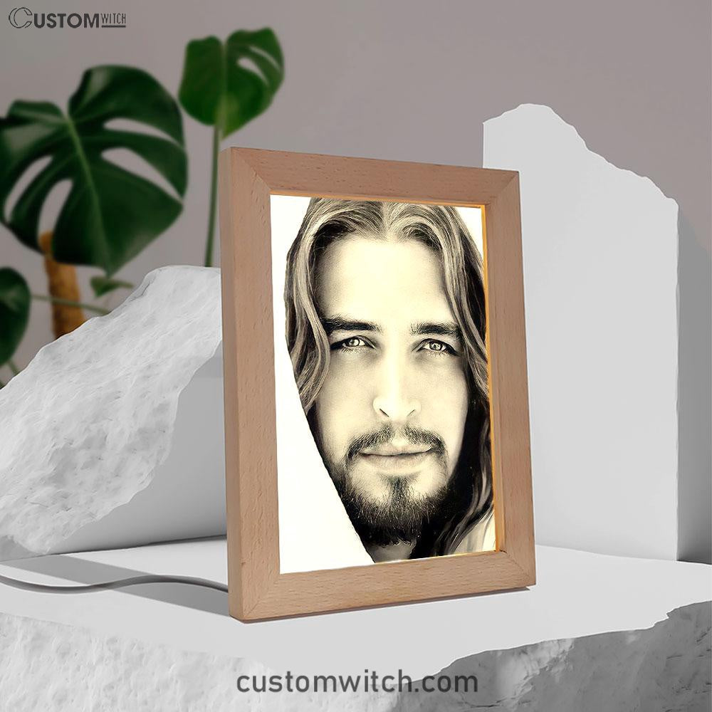 White Jesus Picture 2 - Jesus Frame Lamp Art - Christian Art - Jesus Decor