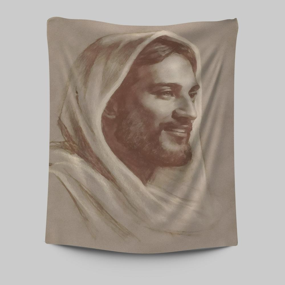 White Jesus Picture 5 - Jesus Portrait - Jesus Tapestry Wall Art - Christian Wall Art - Jesus Wall Decor