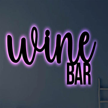 Wine Bar Led Metal Art Sign, Light Up Wine Bar Metal Sign, Anniversary Gift, Home Decor Sign, Outdoor Sign, Wall Hanging Art