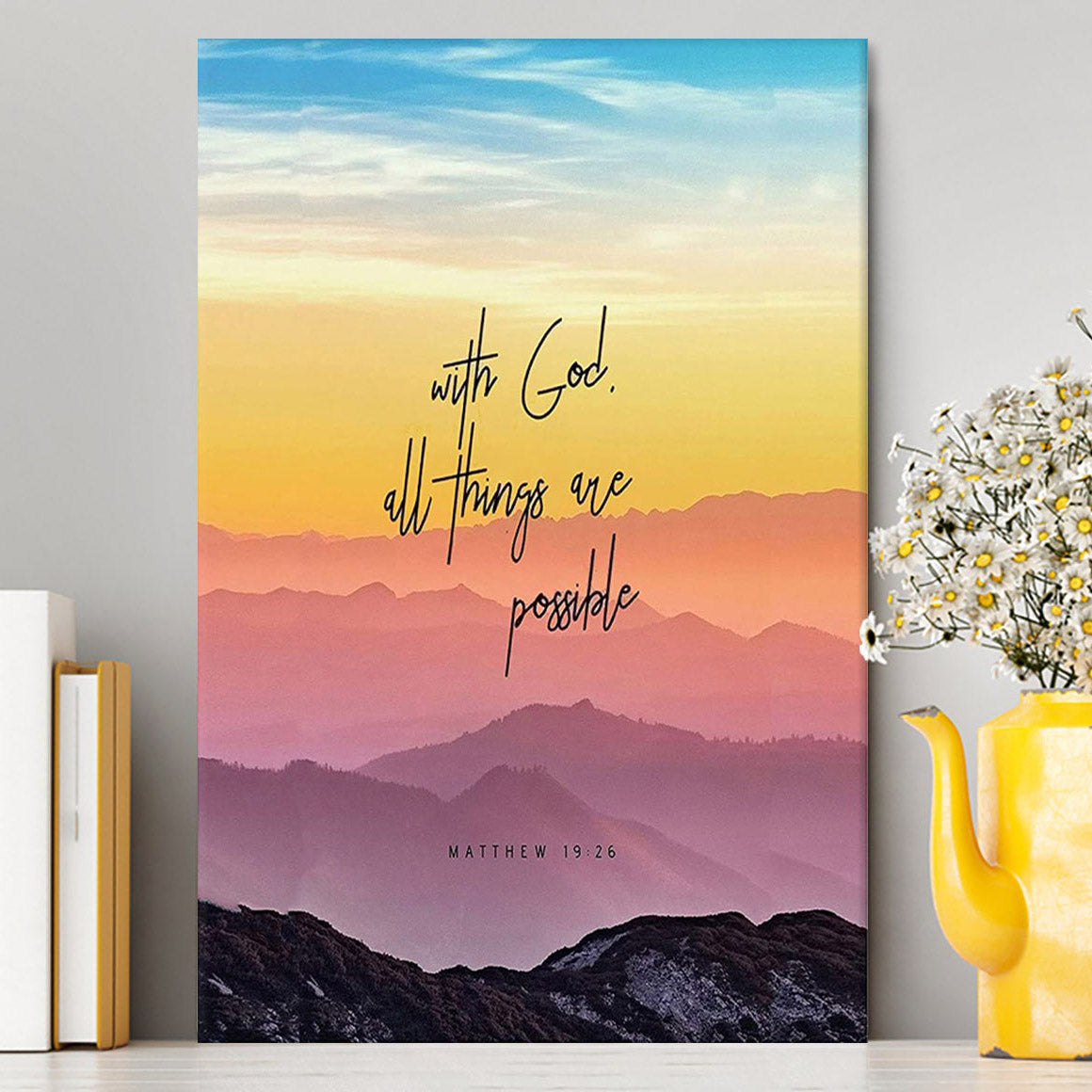 With God All Things Are Possible - Matthew 19 26 Canvas Wall Art - Christian Canvas Wall Art Decor