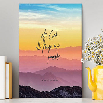 With God All Things Are Possible - Matthew 19 26 Canvas Wall Art - Christian Canvas Wall Art Decor