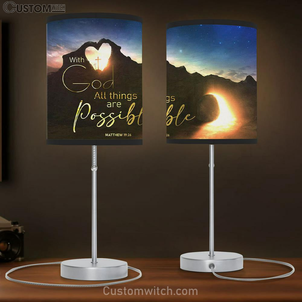With God All Things Are Possible Table Lamp Gift - Christian Easter Gifts - Christian Bedroom Decor