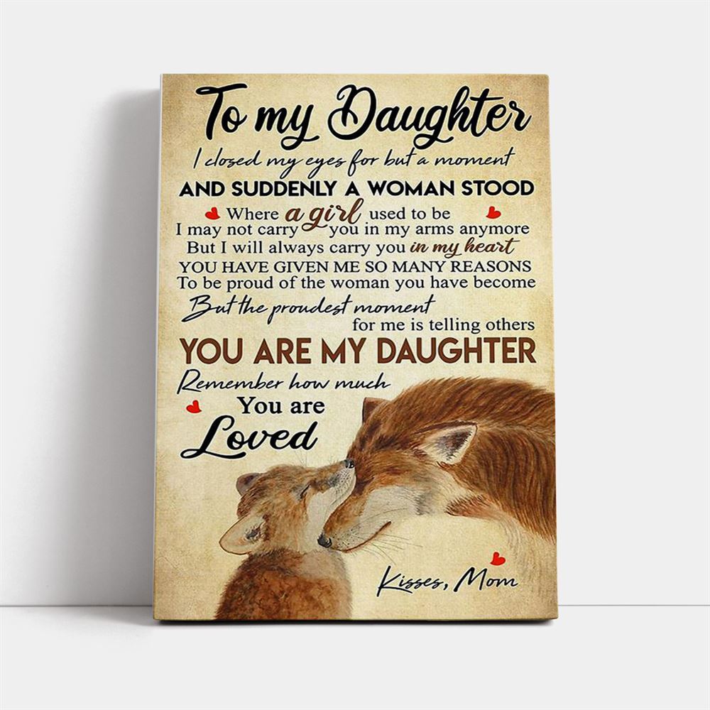 Wolf Mom To My Daughter I Closed My Eyes Canvas, Mother&#39;s Day Canvas Art, Gift For Mom, Birthday Gift, Mother&#39;s Day Wall Art