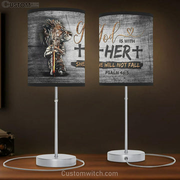 Woman Warrior Lion God Is With Her Table Lamp Art - Bible Verse Lamp Gift - Christian Bedroom Decor