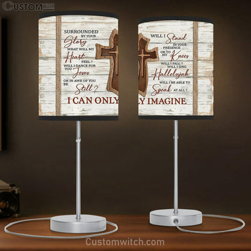 Wooden Cross I Can Only Imagine Table Lamp Art - Bible Verse Lamp Gift - Christian Bedroom Decor