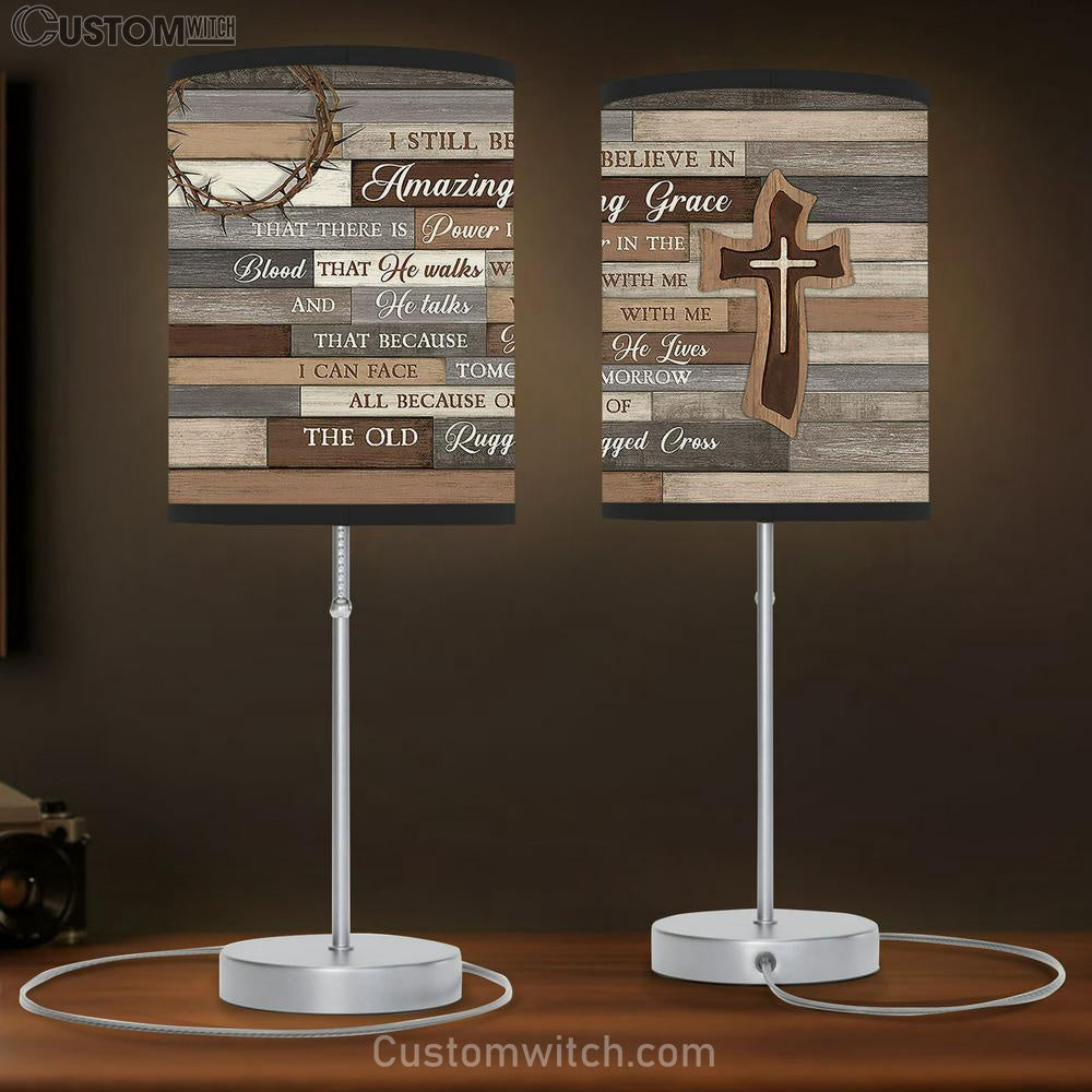 Wooden Cross I Still Believe In Grace Table Lamp Art - Bible Verse Lamp Gift - Christian Bedroom Decor