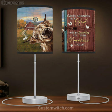 Yak Cow Good Morning This Is God Table Lamp Art - Bible Verse Lamp Gift - Christian Bedroom Decor