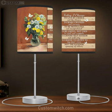 Yellow Flower Dandelion Today I Choose Table Lamp Art - Bible Verse Lamp Gift - Christian Bedroom Decor
