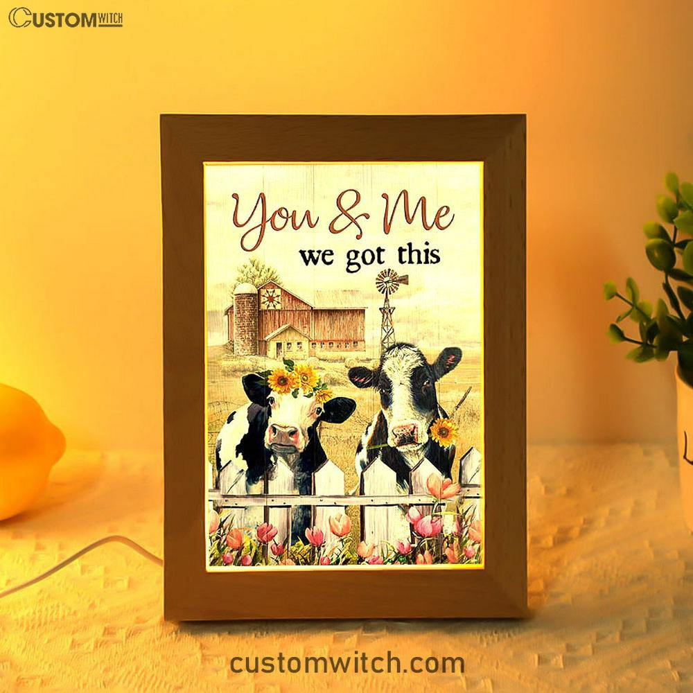 You And Me We Got This Beautiful Cow Windmill Frame Lamp Print - Inspirational Frame Lamp Art - Christian Art Home Decor