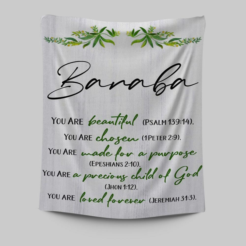 You Are Beautiful Chosen Made For A Purpose Personalized Tapestry Wall Art - Inspirational Tapestry Art - Christian Wall Decor