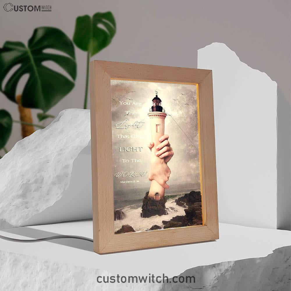 You Are The Light Lighthouse Hand of God Frame Lamp Art - Christian Decor - Inspirational Gift For Christian Women
