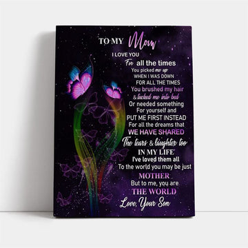 You'Re The World Canvas, Mother's Day Canvas Art, Gift For Mom, Birthday Gift, Mother's Day Wall Art