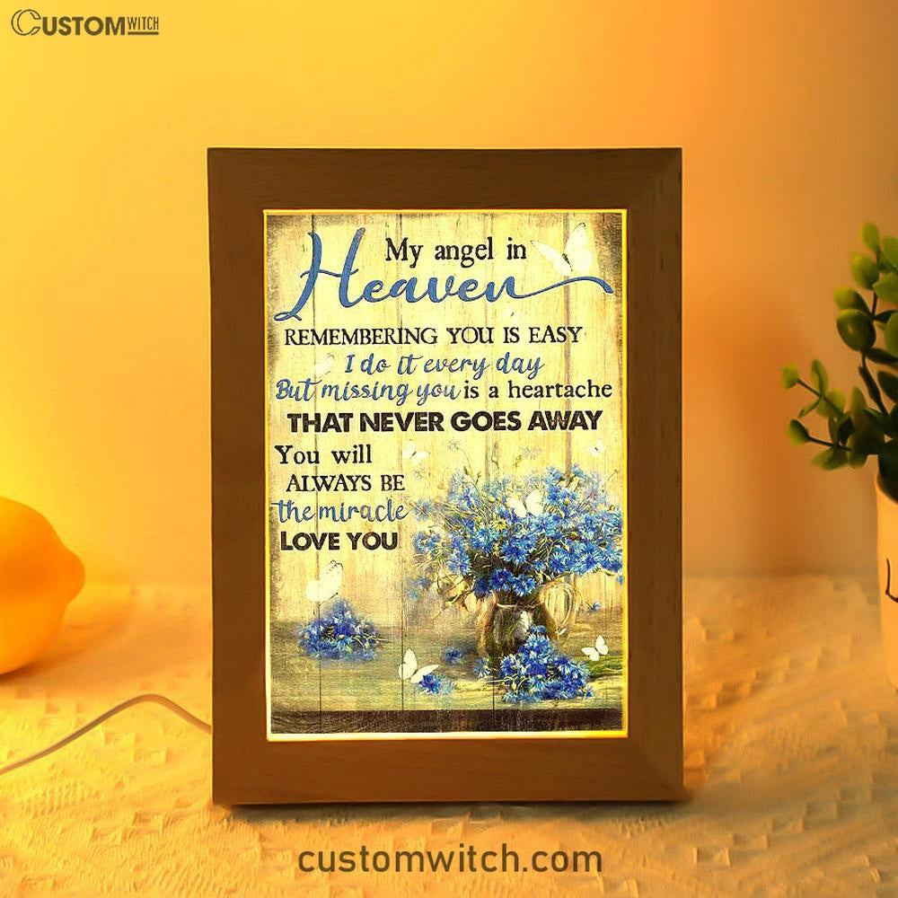 You Will Always Be The Miracle Frame Lamp - Blue Flower Glass Vase Butterfly Frame Lamp Art - Christian Art - Bible Verse Art - Religious Home Decor