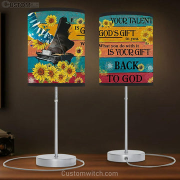 Your Talent Is God Gift Piano Table Lamp Gift - Bible Verse Lamp Gift - Christian Home Decor
