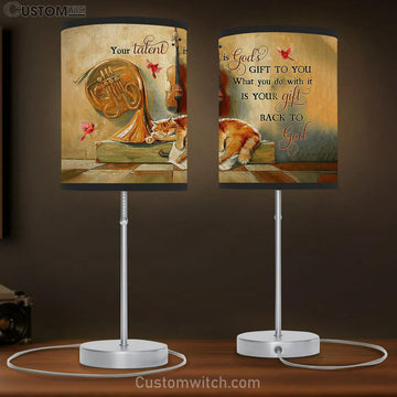 Your Talent Is God&#39;s Gift To You Sleeping Cat Red Cardinal Table Lamp Painting - Christian Lamp Gift - Gifts For Cat Lovers
