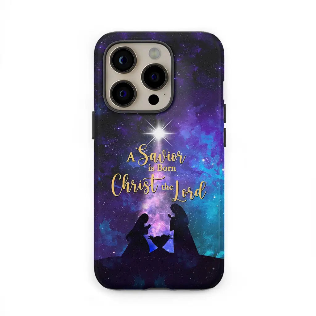 A Savior is born Christ the Lord, Christian Christmas phone case