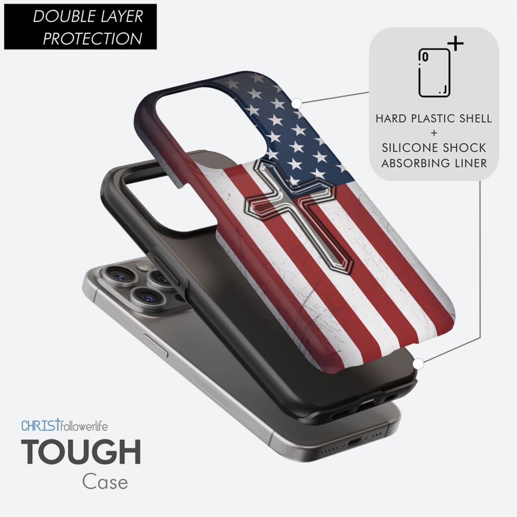 American Flag Cross Phone Case