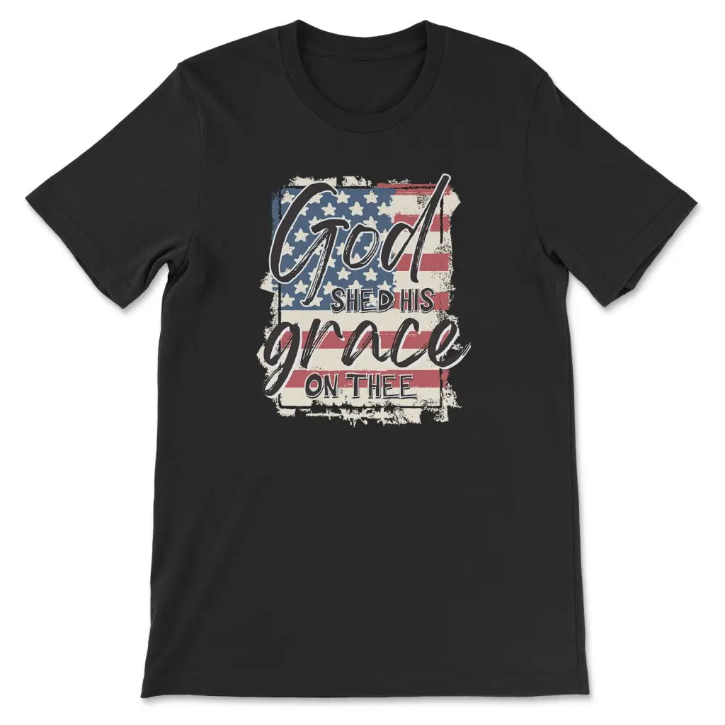God Shed His Grace On Thee, American Flag, T-shirt