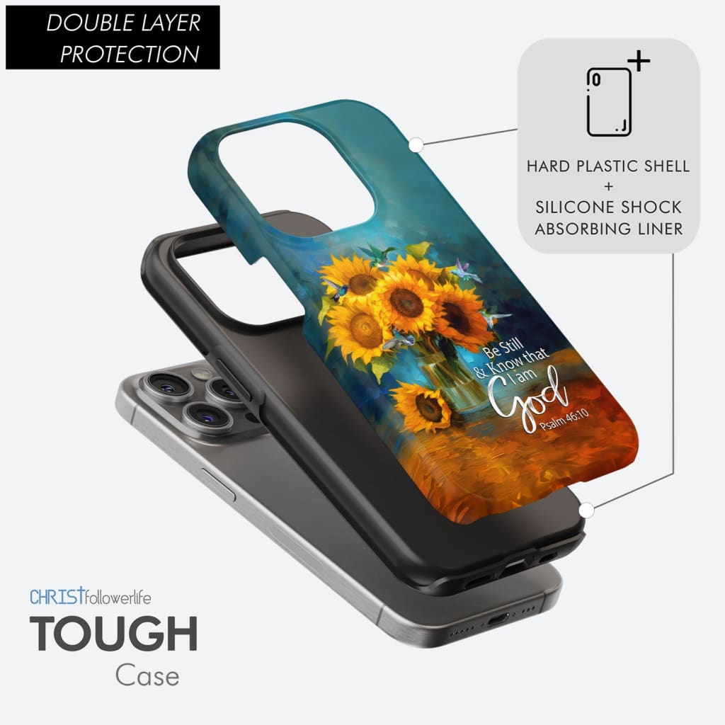 Be Still and Know That I Am God, Hummingbirds, Vase of Sunflowers, Phone Case