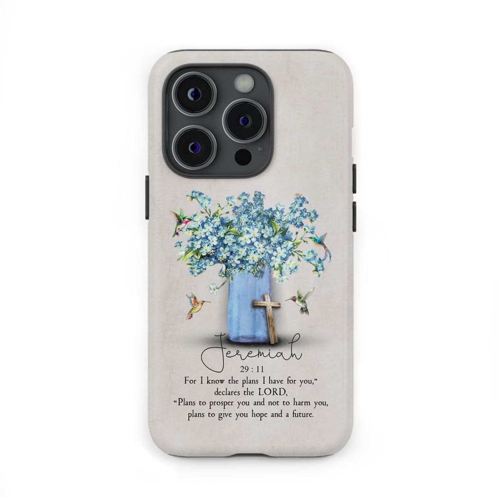 Bible Verse Phone Cases: Jeremiah 29:11 NIV, Hummingbird Flowers, Phone Case