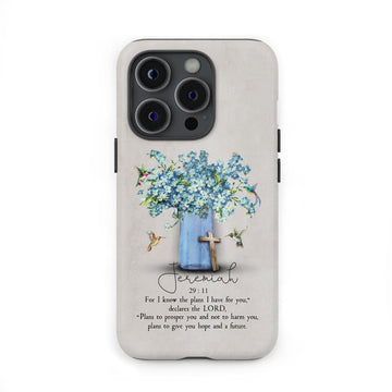 Bible Verse Phone Cases: Jeremiah 29:11 NIV, Hummingbird Flowers, Phone Case