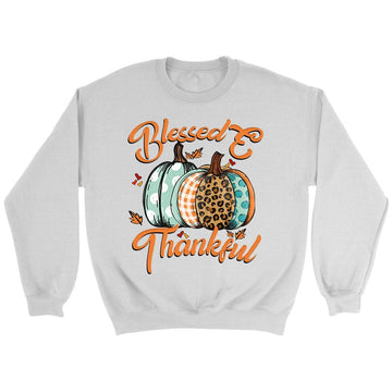 Blessed And Thankful Leopard Pumpkin Sweatshirt