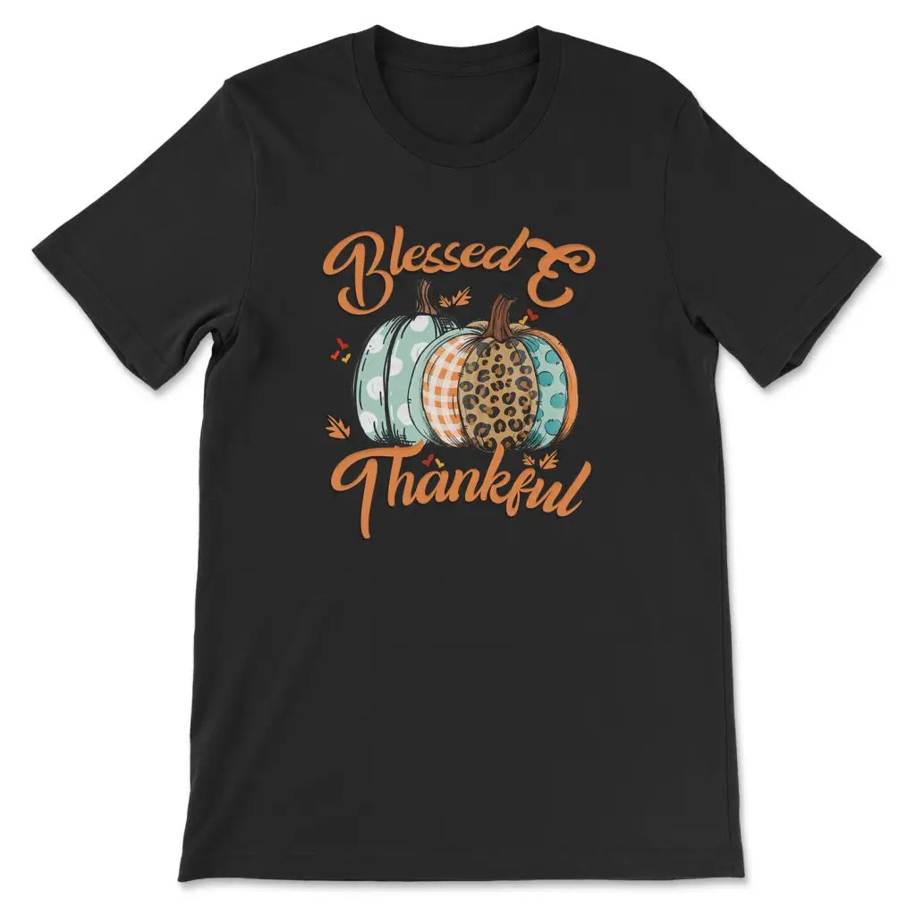 Blessed And Thankful Leopard Pumpkin T-shirt