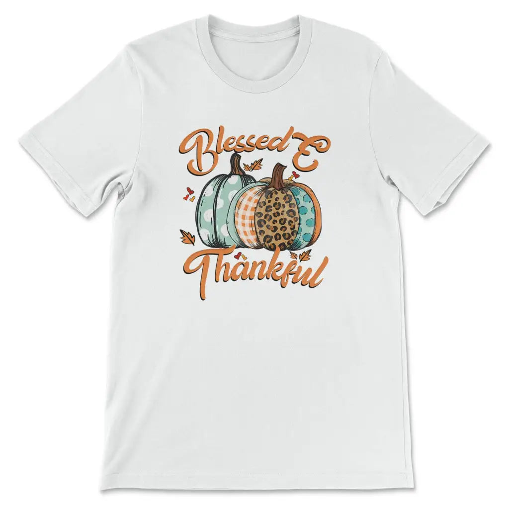 Blessed And Thankful Leopard Pumpkin T-shirt