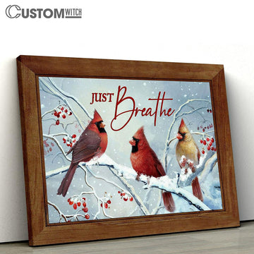 cardinal Red cranberry Just breathe Canvas Wall Art - Bible Verse Canvas - Religious Prints
