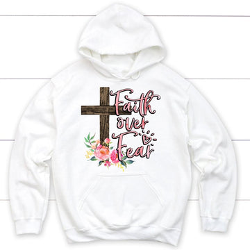Faith Over Fear, Cross With Flowers, Hoodie