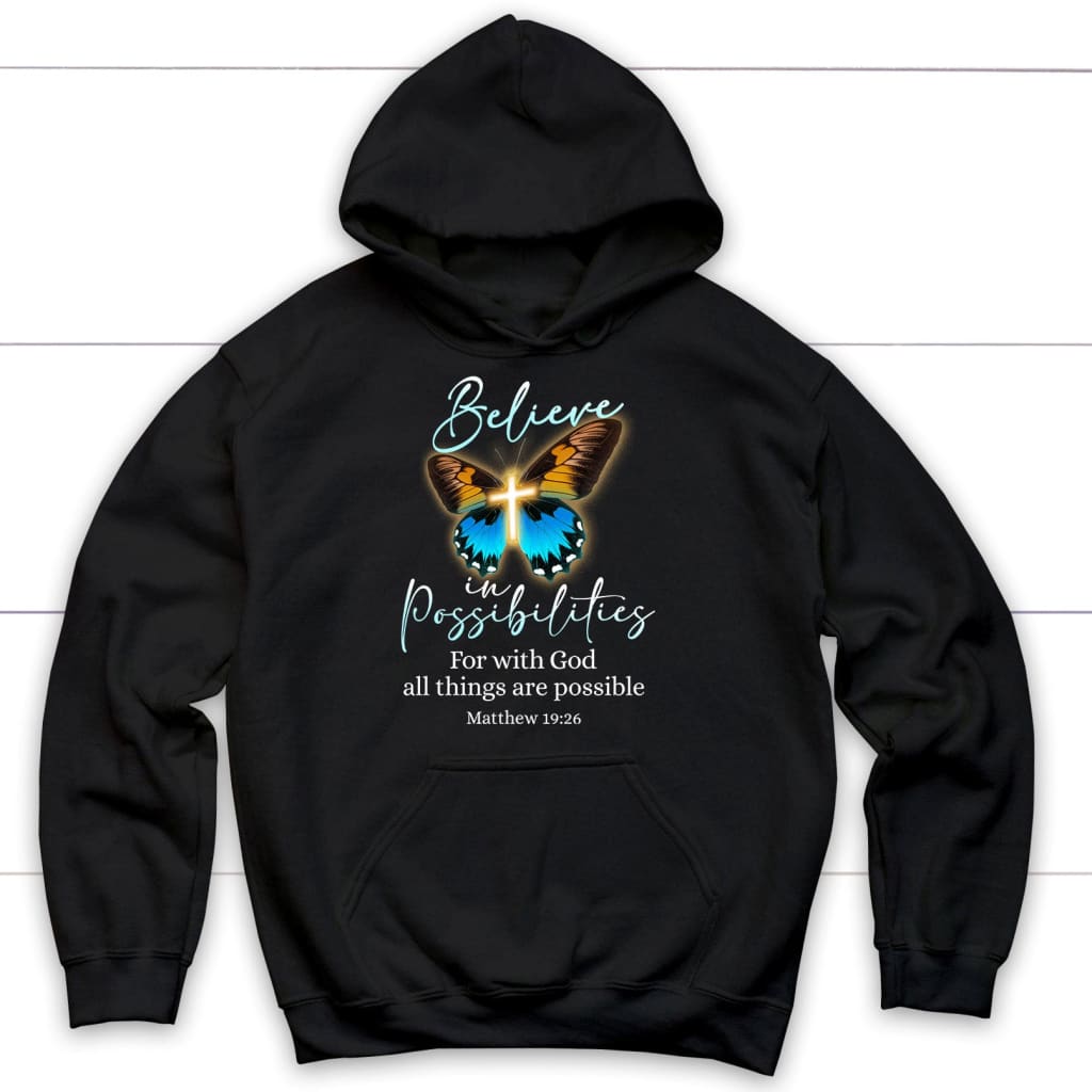 With God All Things Are Possible, Cross, Butterfly, Hoodie