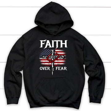 Christian Patriotic, Faith Over Fear American Flag Hoodie