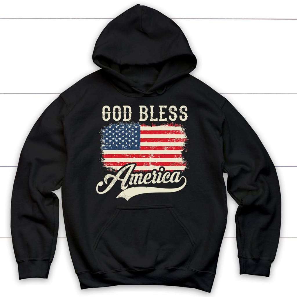 God Bless America, American Flag, Christian Patriotic Hoodie