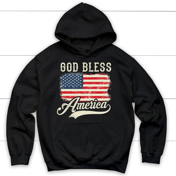 God Bless America, American Flag, Christian Patriotic Hoodie