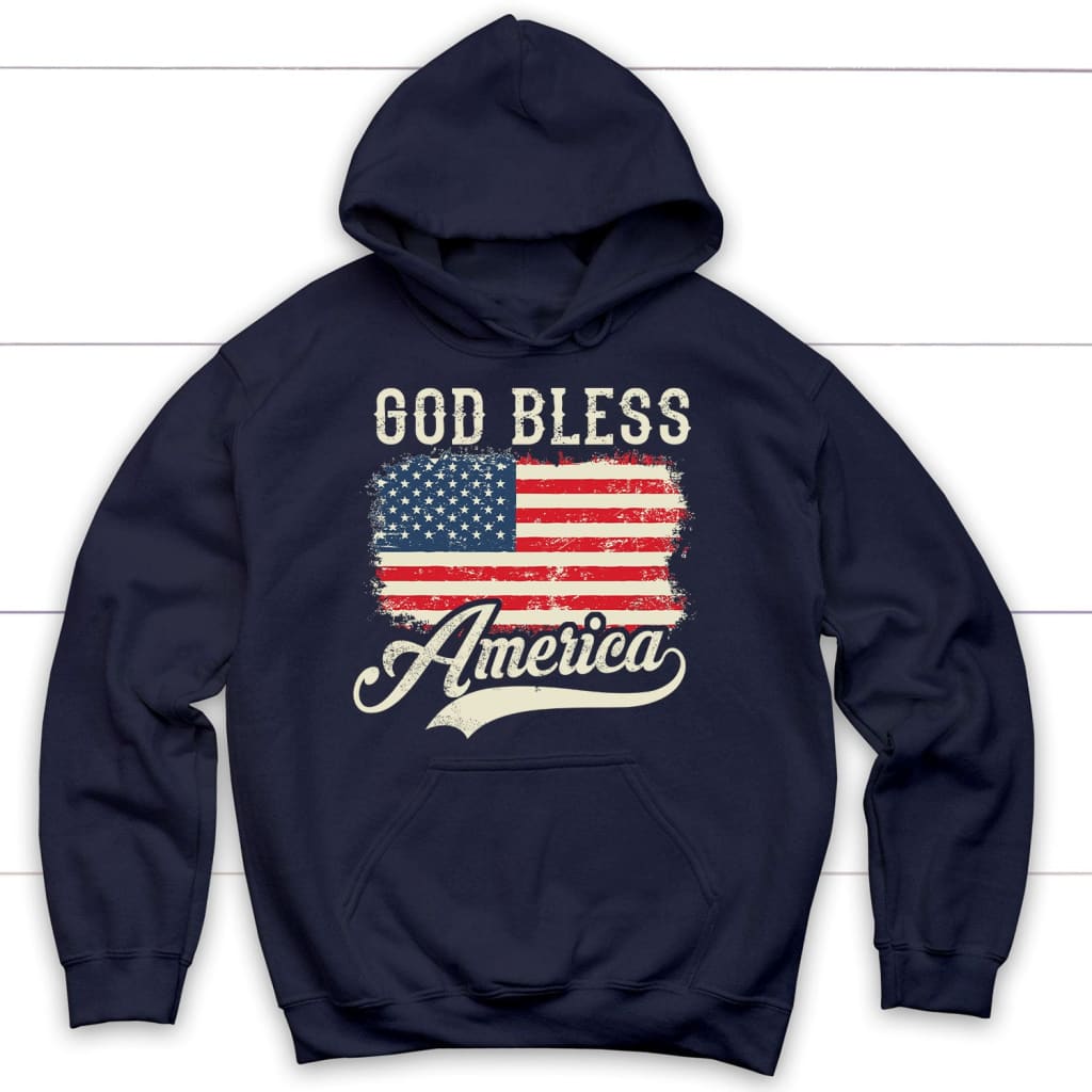 God Bless America, American Flag, Christian Patriotic Hoodie